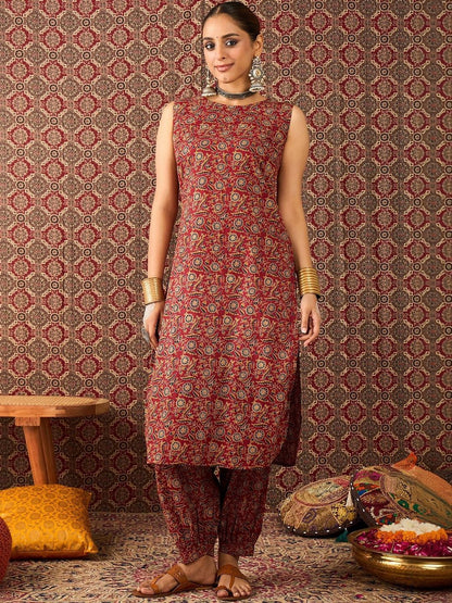 Women Ethnic Motifs Printed Regular Pure Cotton Kurta with Patiala