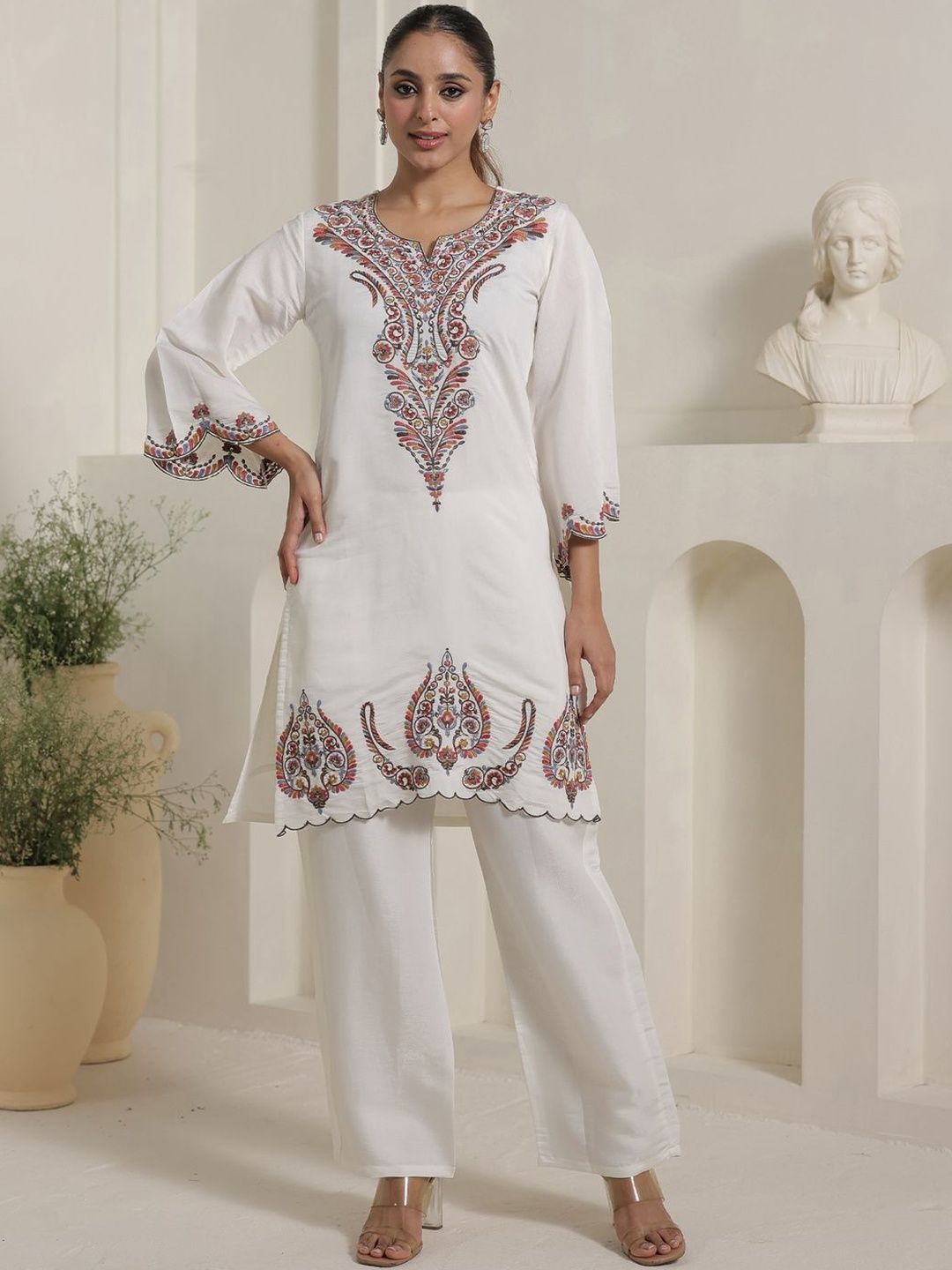 Women Ethnic Motifs Embroidered Regular Kurta with Palazzos & Dupatta