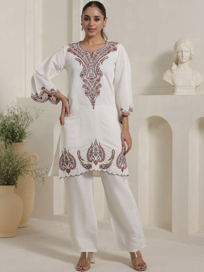 Women Ethnic Motifs Embroidered Regular Kurta with Palazzos & Dupatta