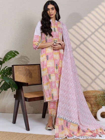 Women Ethnic Motifs Printed Regular Pure Cotton Kurta with Trousers & Dupatta