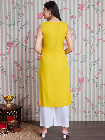 Dhiyona OD  Embroidered Straight Kurta with Palazzos