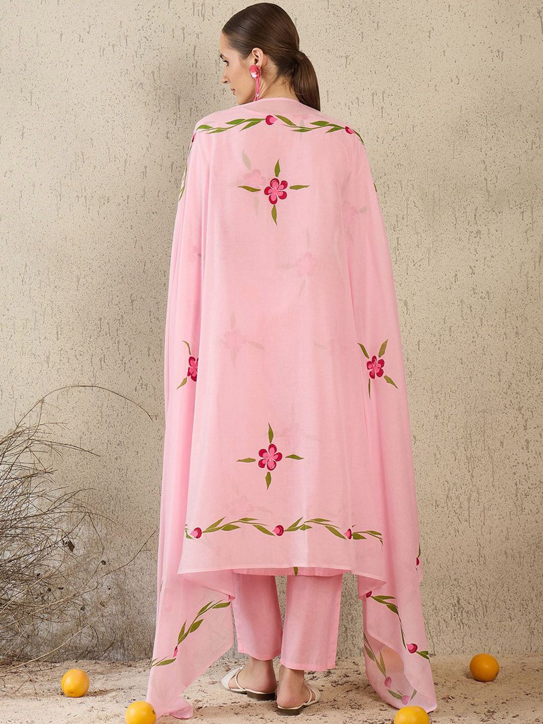 Women Floral Printed Regular Pure Cotton Kurta with Trousers & Dupatta