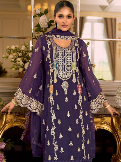 Women Ethnic Motifs Embroidered Kurta with Trousers & Dupatta