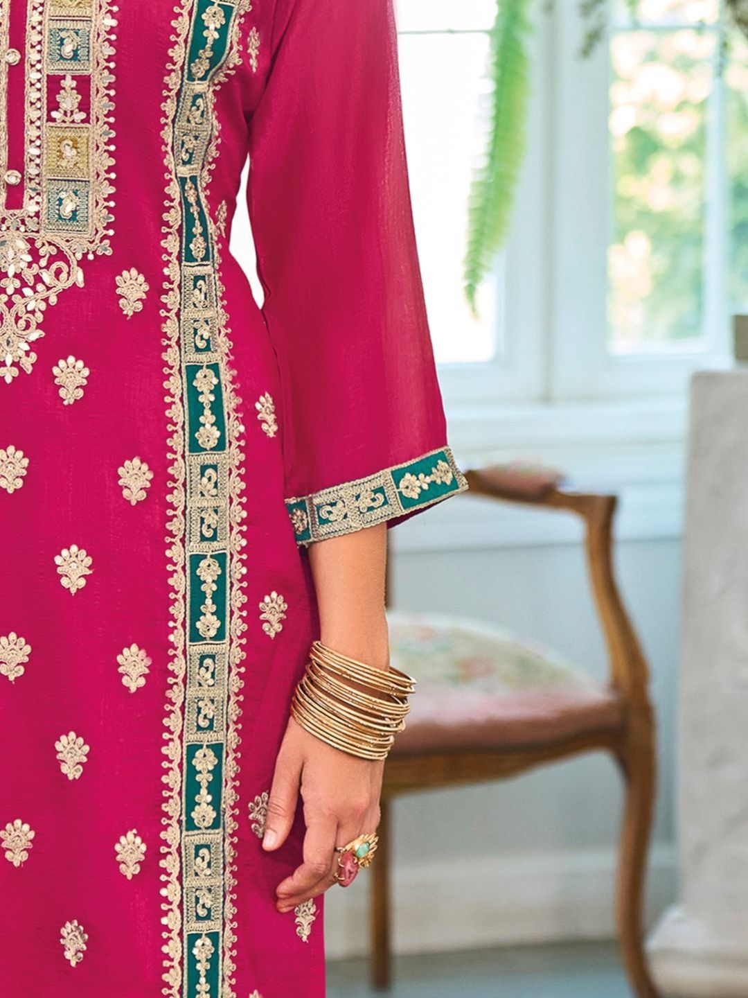 Women Ethnic Motifs Embroidered Kurta with Trousers & Dupatta