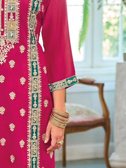 Women Ethnic Motifs Embroidered Kurta with Trousers & Dupatta