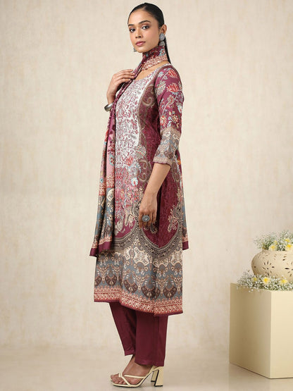 Dhiyona SO Women's Women Ethnic Motifs Printed Regular Pure Cotton Kurta with Trousers & With Dupatta