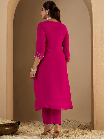 Dhiyona IE Women's Women Floral Printed A-Line Kurta with Trousers