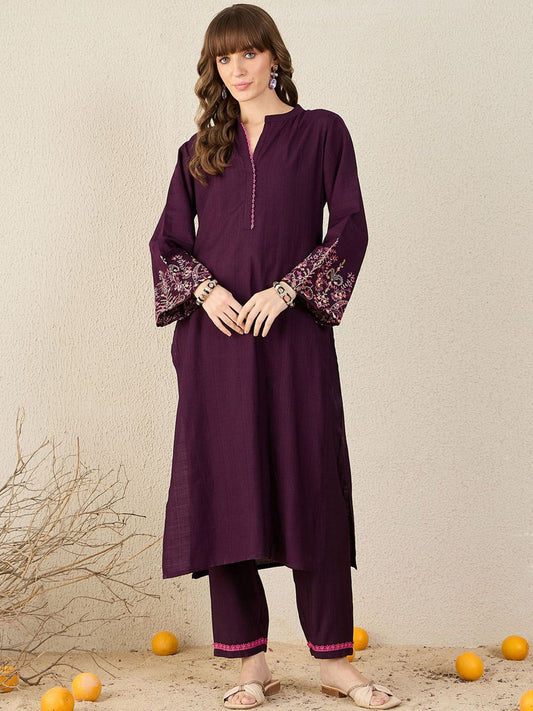 Dhiyona IE Embroidered Mandarin Collar Tunic With Trouser