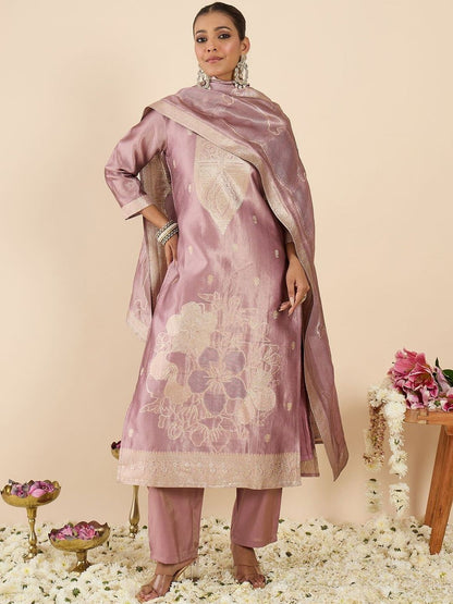 Women Ethnic Motifs Regular Kurta with Trousers & With Dupatta