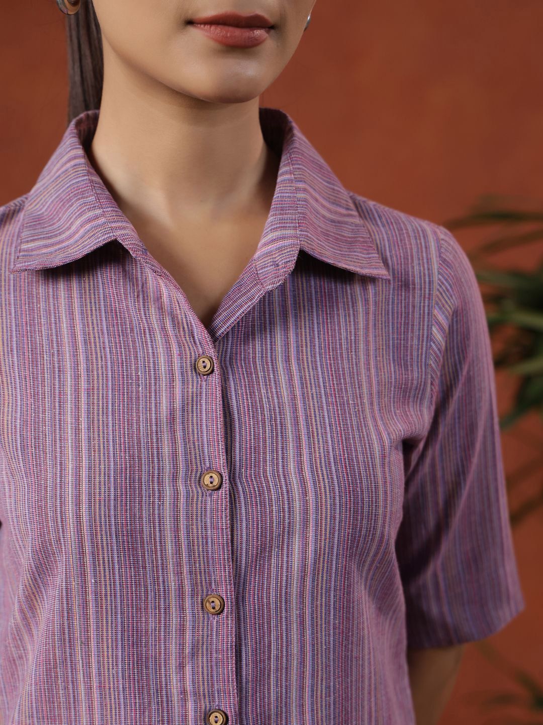 Dhiyona AY Women's Striped Cotton Shirt Dress
