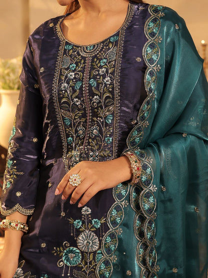 Women Ethnic Motifs Embroidered Kurta with Palazzos & Dupatta