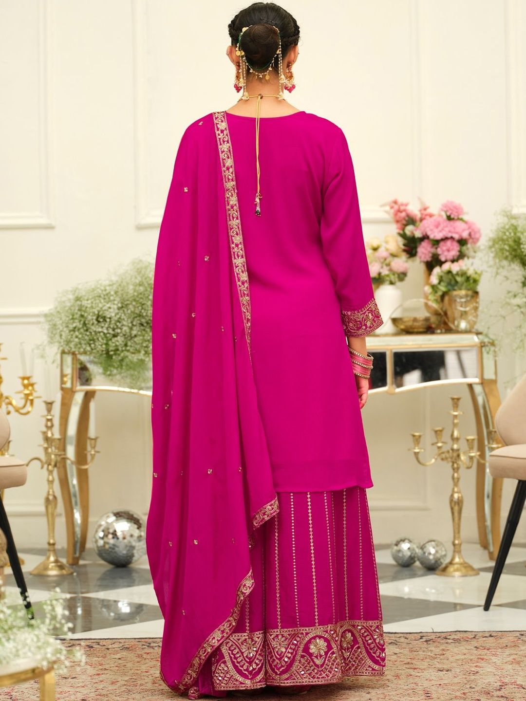 Women Ethnic Motifs Embroidered Kurta with Palazzos & Dupatta