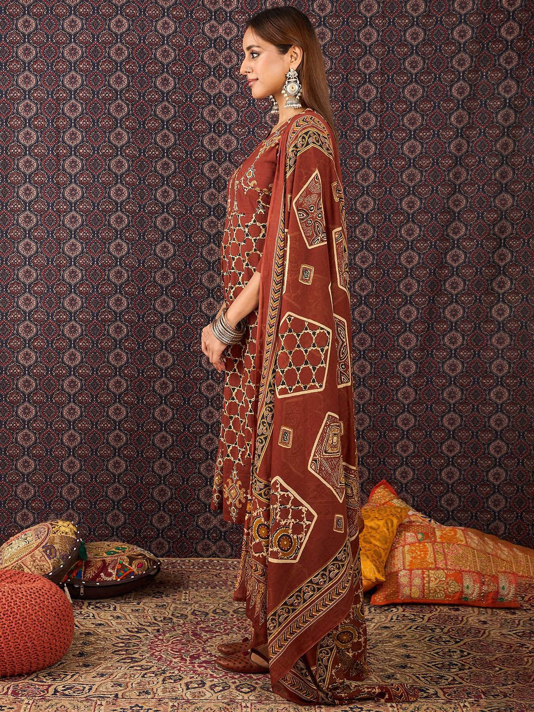 Women Ethnic Motifs Printed Pure Cotton Kurta with Trousers & Dupatta