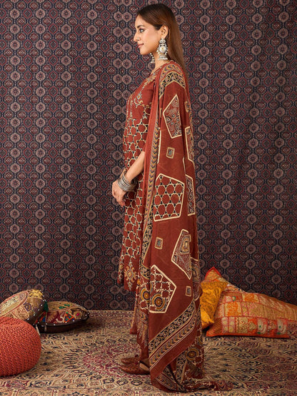 Women Ethnic Motifs Printed Pure Cotton Kurta with Trousers & Dupatta