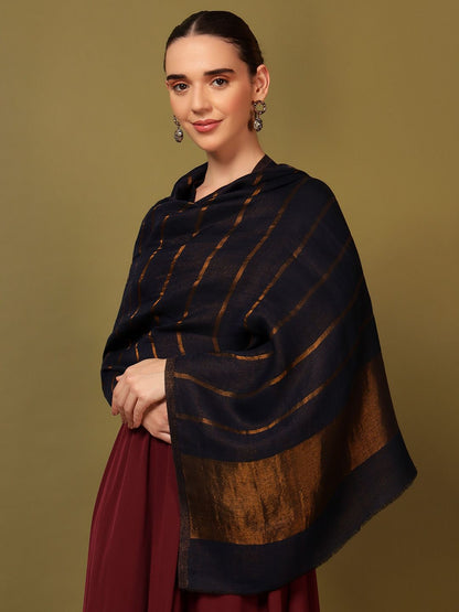 Dhiyona PA Striped Woven Design Woolen Shawl