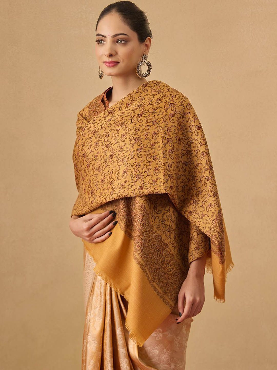 Dhiyona PA Floral Woven Design Woolen Shawl