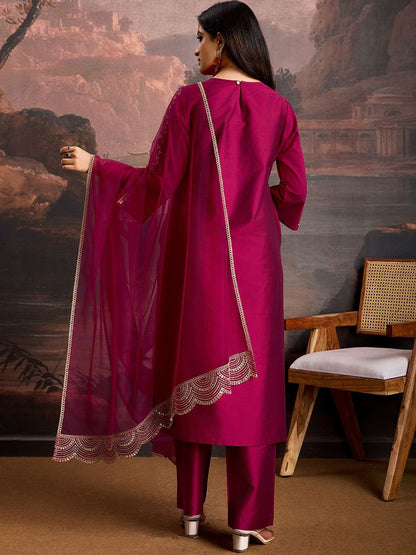 Dhiyona PD Women Embroidered Kurta & Trousers with Dupatta