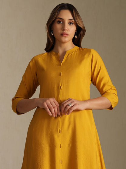 Dhiyona SO Women's Mandarin Collar A-Line Kurta With Trousers