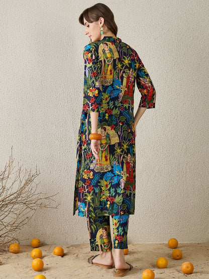 Dhiyona IE Printed Pure Cotton Tunic With Palazzos