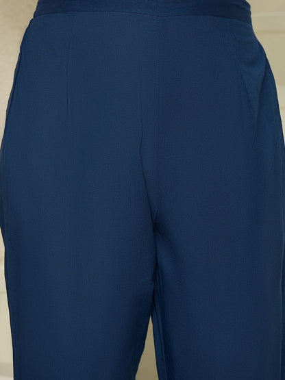 Floral Printed V-Neck Pure Cotton Kurta with Trousers