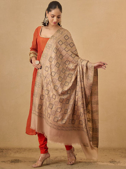 Dhiyona PA Geometric Woven Design Woolen Shawl