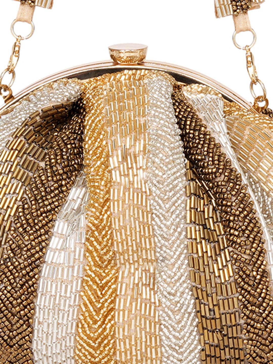 Dhiyona NR Embroidered Half Moon Clutch