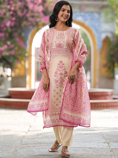 Dhiyona RR Women's Ethnic Motifs Printed Kurta with Trousers & Dupatta