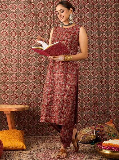 Women Ethnic Motifs Printed Regular Pure Cotton Kurta with Patiala