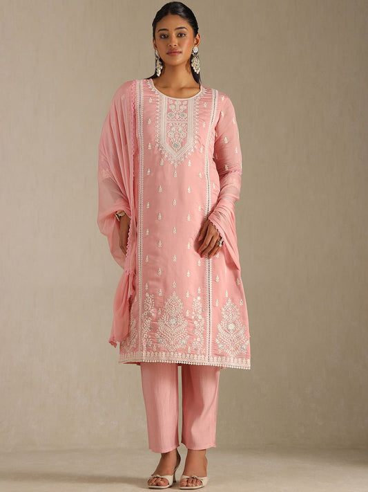 Dhiyona SO Women's Women Ethnic Motifs Embroidered Kurta with Trousers & Dupatta