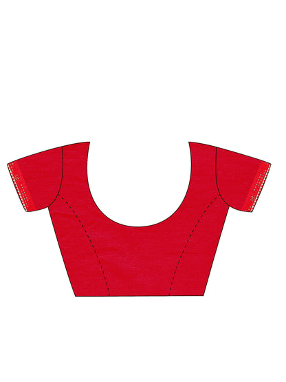Women's Georgette Red Embellished Celebrity Saree With Blouse Piece