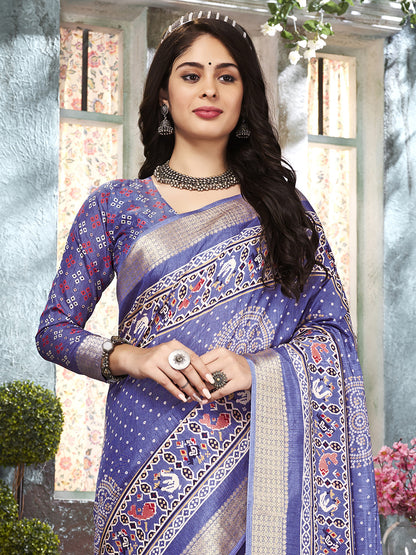 Women's Dola Silk Lavender Woven Design Celebrity Saree With Blouse Piece