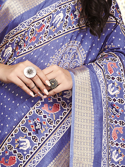 Women's Dola Silk Lavender Woven Design Celebrity Saree With Blouse Piece