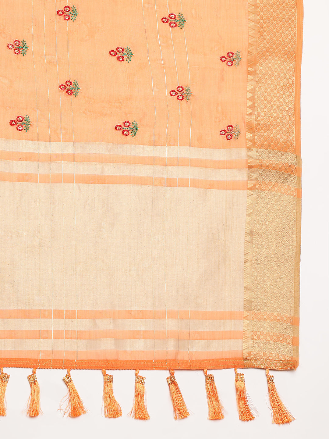Dhiyona GR Women's Jasmin Orange Cotton Silk Saree