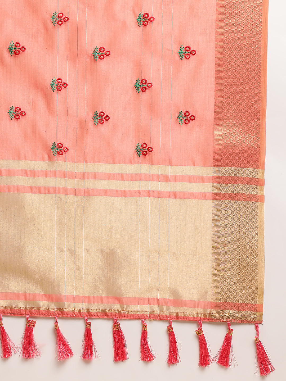 Dhiyona GR Women's Jasmin Red Cotton Silk Saree