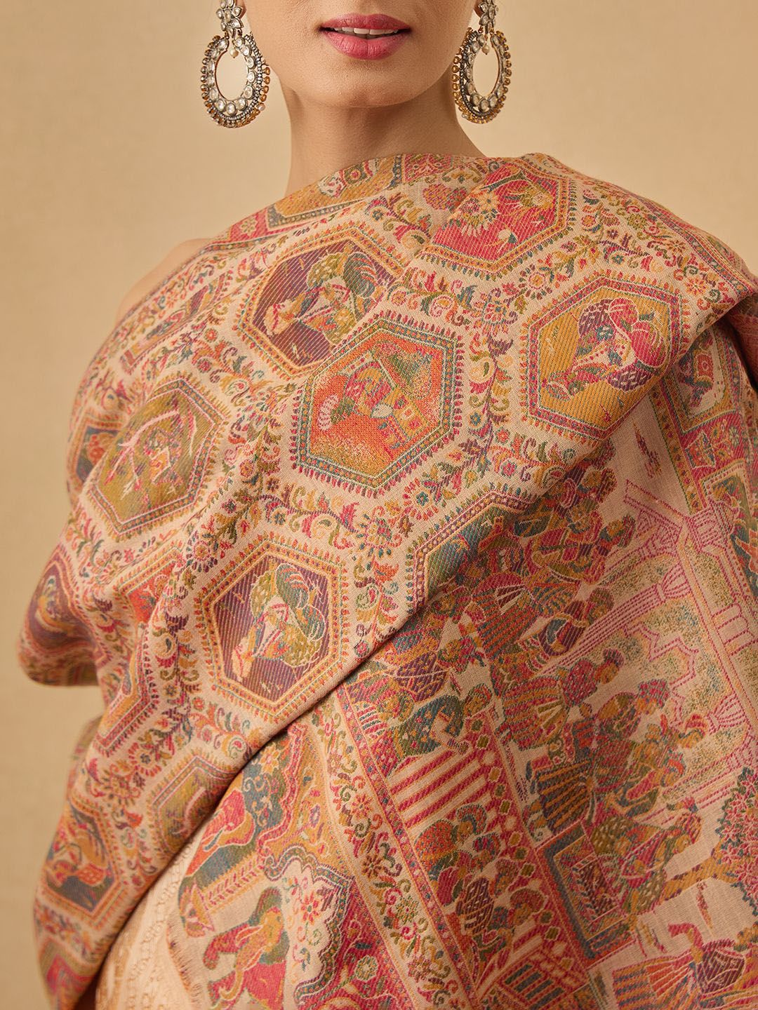 Dhiyona PA Floral Woven Design Darbari Kaani Woolen Shawl