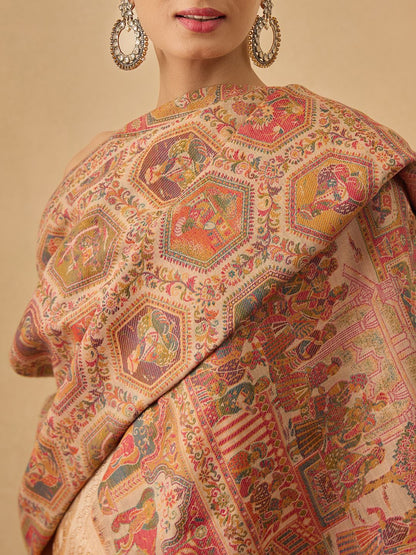 Dhiyona PA Floral Woven Design Darbari Kaani Woolen Shawl