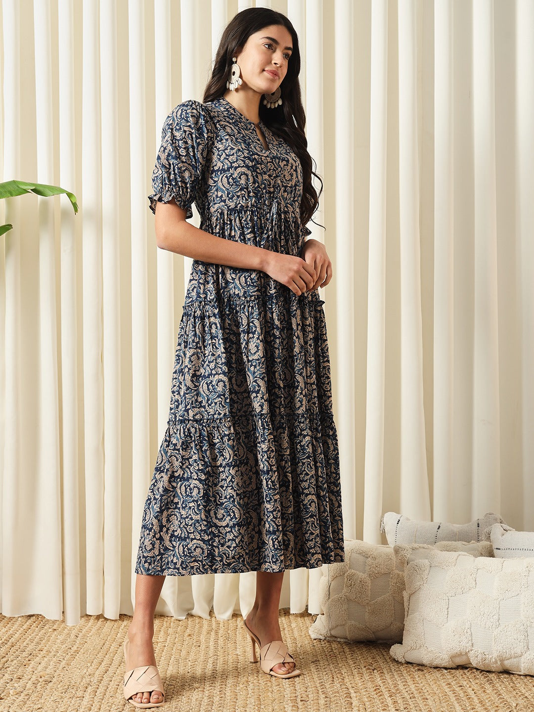 Women Blue A-Line Pure Cotton Dress 2XL Women Blue A-Line Pure Cotton Dress 2XL