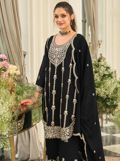 Women Ethnic Motifs Embroidered Kurta with Palazzo & Dupatta