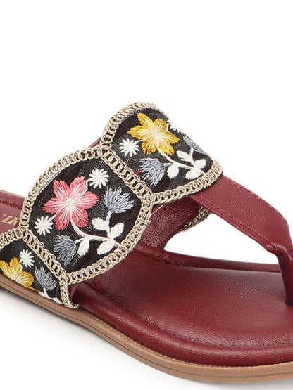 Dhiyona AK Women Embroidered T-Strap Flats