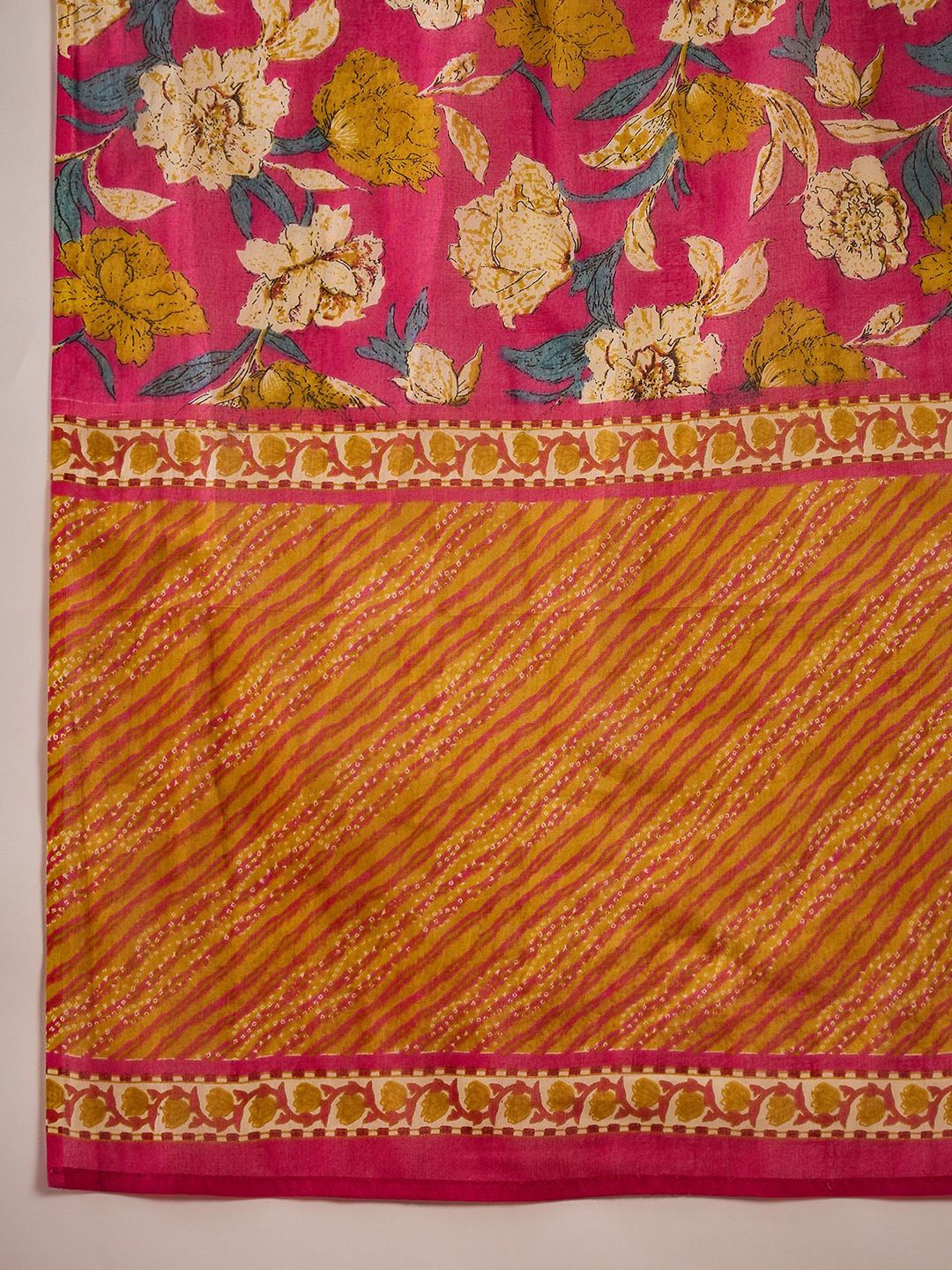 Dhiyona SN Women's Floral Printed Sequinned Pure Cotton Straight Kurta & Trouser With Dupatta