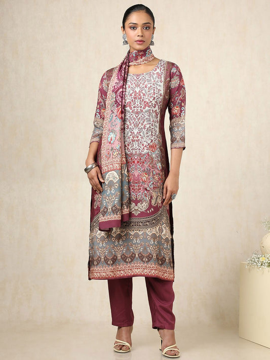 Dhiyona SO Women's Women Ethnic Motifs Printed Regular Pure Cotton Kurta with Trousers & With Dupatta