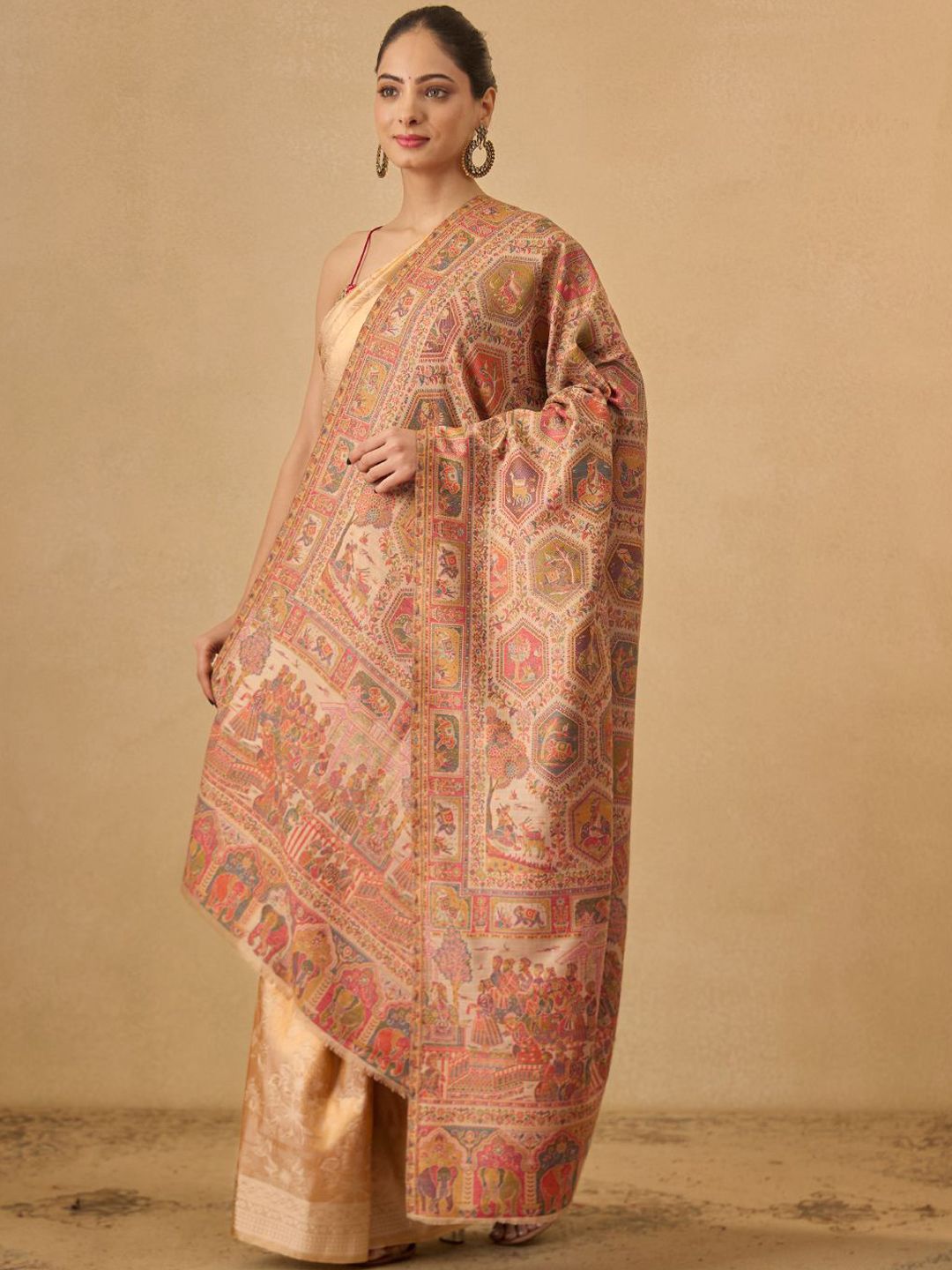 Dhiyona PA Floral Woven Design Darbari Kaani Woolen Shawl