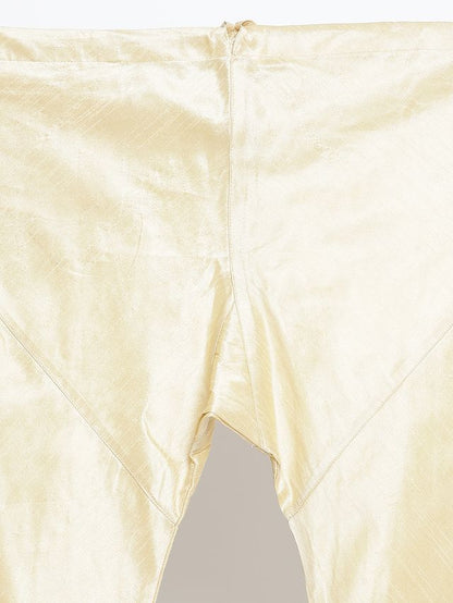 Men's Gold Silk Blend Straight Kurta Pyjama Set