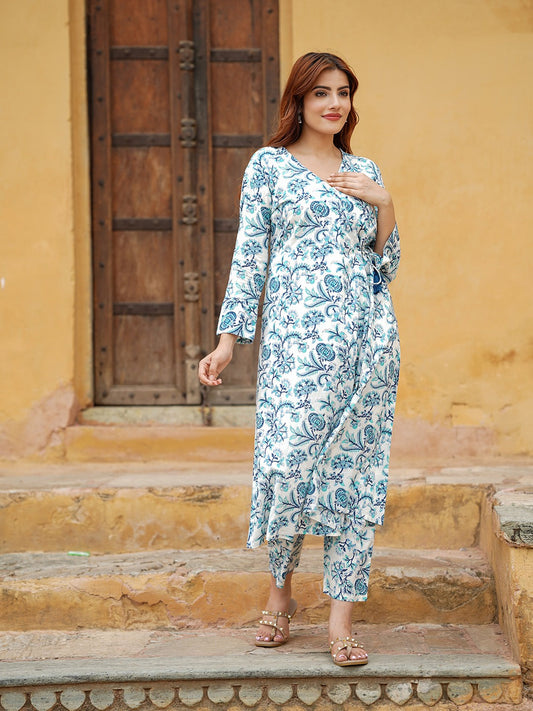 Women Blue A-Line Kurta Pant Set