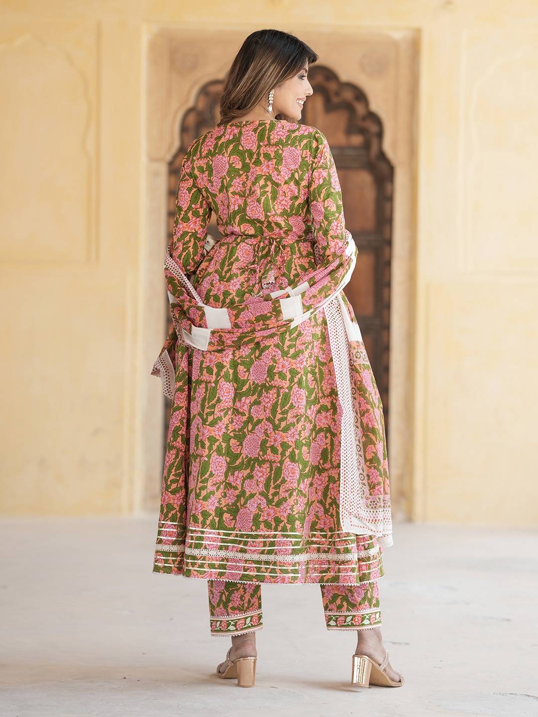 Women Mulit Angrakha Kurta Pant Dupatta Set