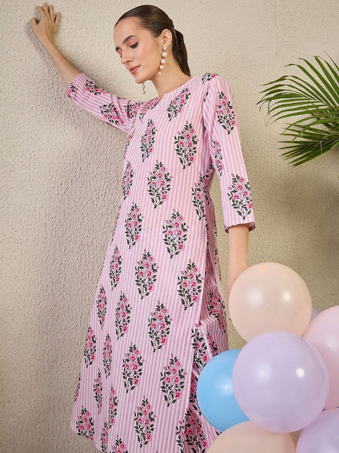 Dhiyona IE Women Pure Cotton Printed Top & Trousers Co-Ords