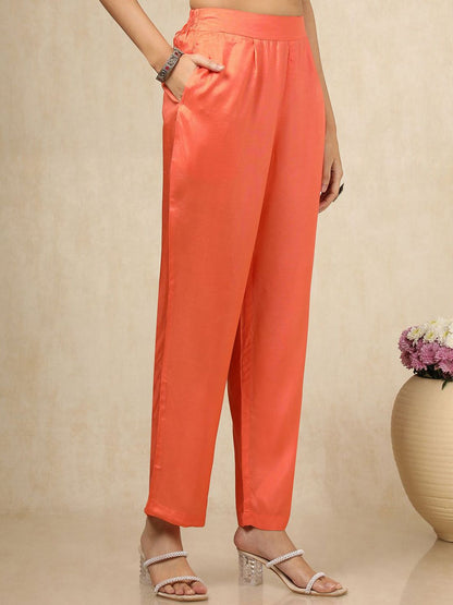 Dhiyona SO Women's Floral Printed Mandarin Collar Beads Work Straight Kurta With Trouser & Dupatta