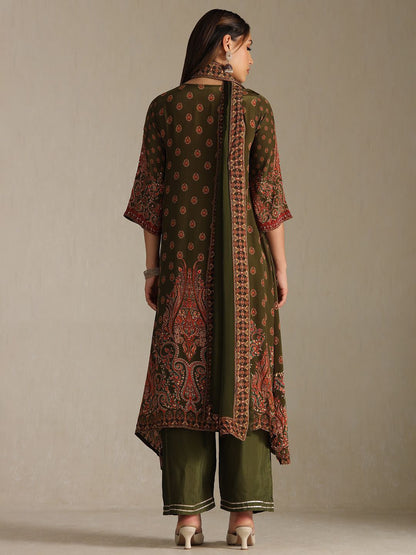 Dhiyona SO Women's Women Paisley Printed A-Line Kurta with Trousers & Dupatta