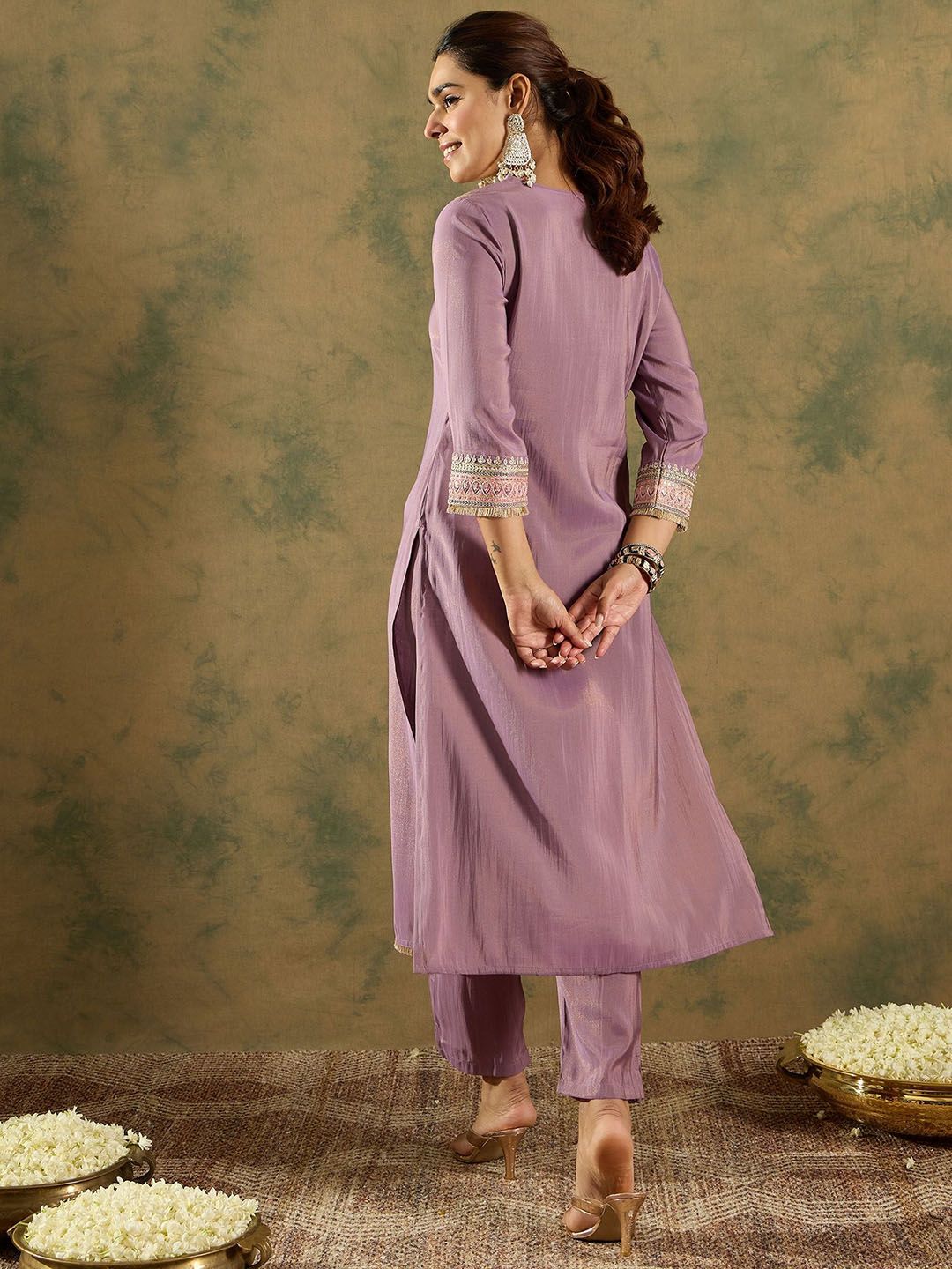 Ethnic Motifs Embroidered Kurta With Trousers