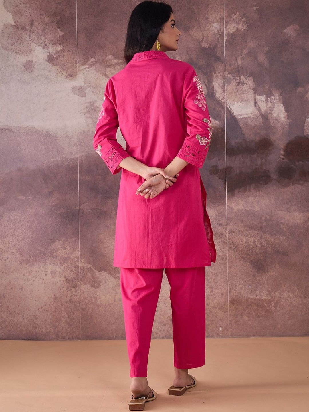 Dhiyona IE Printed Shirt Collar Pure Cotton Top With Trousers